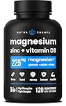 Vegan Magnesium Supplement | 3-in-1 Formula with Zinc & Vitamin D3 | Magnesium Glycinate, Malate & Citrate | Supports Bone, Muscle, & Heart Health | High Absorption & Bioavailability | 120 Capsules