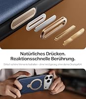 TORRAS Ostand Q3 VegSkin für iPhone 17 Pro Hülle (Nachhaltig Silikonleder) (360° Magnetischer Unsichtbarer Ständer) Premium Haptik Langlebig Hülle iPhone 17 Pro Case Edle Lederstruktur Blau – Ansicht 7