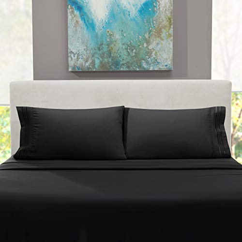 Clara Clark Full Sheets Set, Deep Pocket Bed Sheets For Full Size Bed - 4 Piece Full Size Sheets, Extra Soft Bedding Sheets & Pillowcases, Black Sheets Full #TOP5