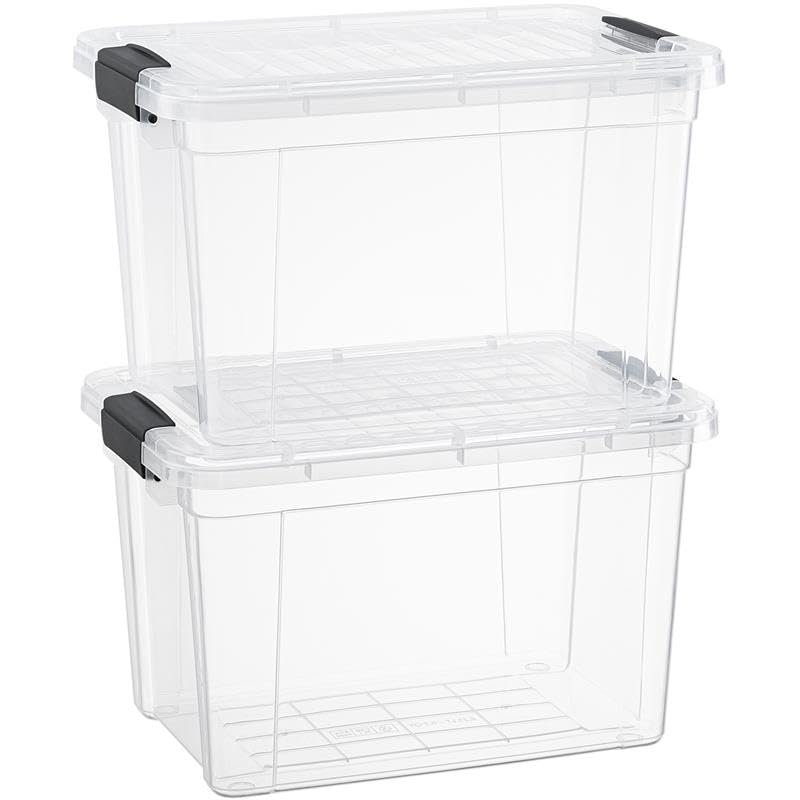 Image of Superio Small Clear Storage Boxes with Lids, 4.75 Quart Plastic Container Bins for Organizing, Stackable Crates, BPA Free, Non Toxic, Odor Free, Organizers for Home, Office, School, and Dorm