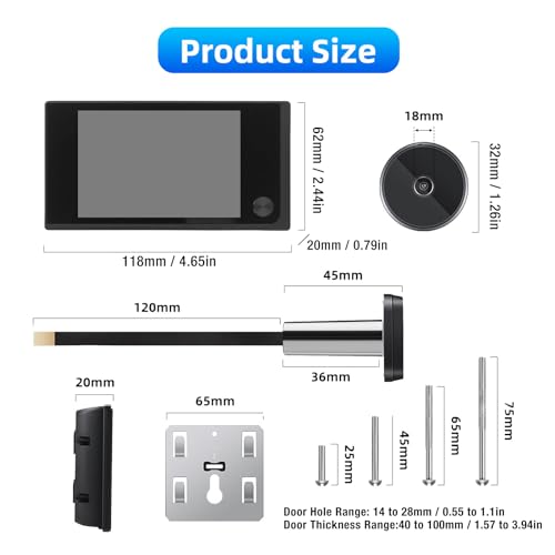 LCD Digital Door Viewer, pantalla de 3.5 pulgadas, cámara de 1 MP, imagen clara, luz nocturna requerida, fácil instalación, visualización 24 horas, partes de reemplazo, elaborado con fineza miniatura 2