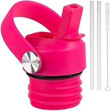 Pink Straw Lid for Hydro Flask Standard Mouth 18 21 24 oz, Replacement Sport Cap with Handle, BPA-Free Straw Lid with 2 Straws + Brush, for Gym Fitness Running Sports Workout