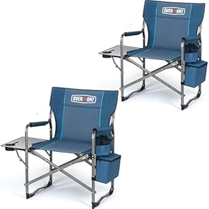 Overmont Oversized Lightweight Camping Chair – Comfortable Heavy Duty Foldable Directors Chairs with Side Table & Cooler Bag for Outside Camp Beach Picnic Lawn and Fishing Supports 400lbs
