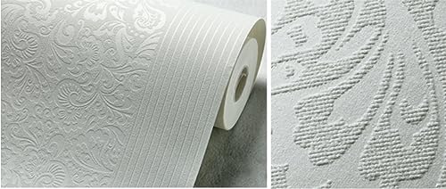 Papier peint intissé blanc effet gaufré 3D relief