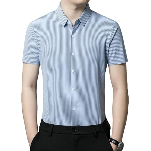 Chemise homme rayée manches courtes ample pour rester élégant sans repasser sous la chaleur