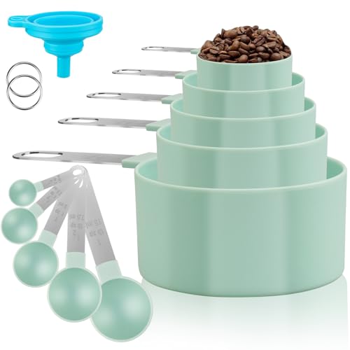 zeyedemo 11PCS Measuring Cups and Spoons Set Durable Stackable Measuring Cup and Spoon Set Plastic Measuring Cup and Spoon with Stainless Steel Handle for Baking Liquid and Solid zeyedemo 11PCS Measuring Cups and Spoons Set Durable Stackable Measuring Cup and Spoon Set Plastic Measuring Cup and Spoon with Stainless Steel Handle for Baking Liquid and Solid
