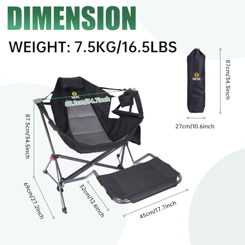 Nice C Hammock Camping Chair with Footrest, Swinging Rocking Chair (1 Pack) by NICE C - Used condition - Image 4