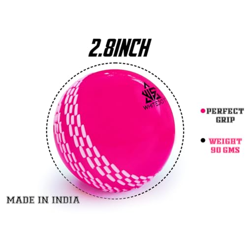 Image of Whitedot Synthetic Rubber Practice Cricket Ball /Wind Balls (90 GMS) for - Indoor & Outdoor Street & Beach Cricket (Pack of 6) (Pink)