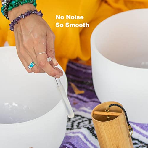 Marreta de borracha com base de acrílico transparente para tocar, tigela cantora de cristal de quart