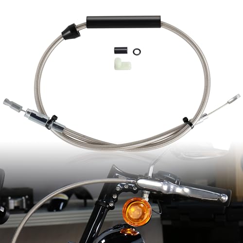 TIGERSGATE 12" Handlebar Upper Clutch Line 49.2” Extended Length Steel Braid Clutch Cable for 2021-Up Harley Touring & 2018-Up softail,Silver