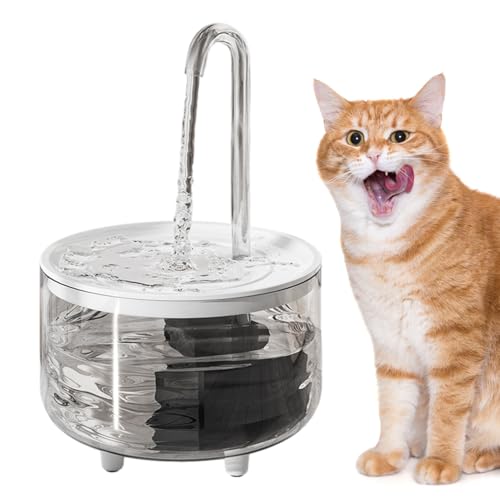 Fontana per Gatti Senza Fili - Distributore d’Acqua da 1L a Batteria con Spegnimento Automatico | Abbeveratoio Trasparente per Gatti e Cani, Fornitura Igienica per Animali Domestici con Flusso Regolat