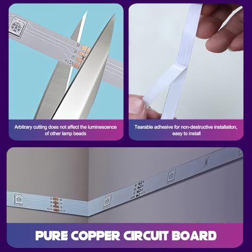 Image of 16.4Ft RGB LED Strip Lights, Bluetooth App Control Led Lights for Bedroom, Cuttable Led Light Strip Lighting and Music Synchronization for Gaming Room Indoor Outdoor Home Decor