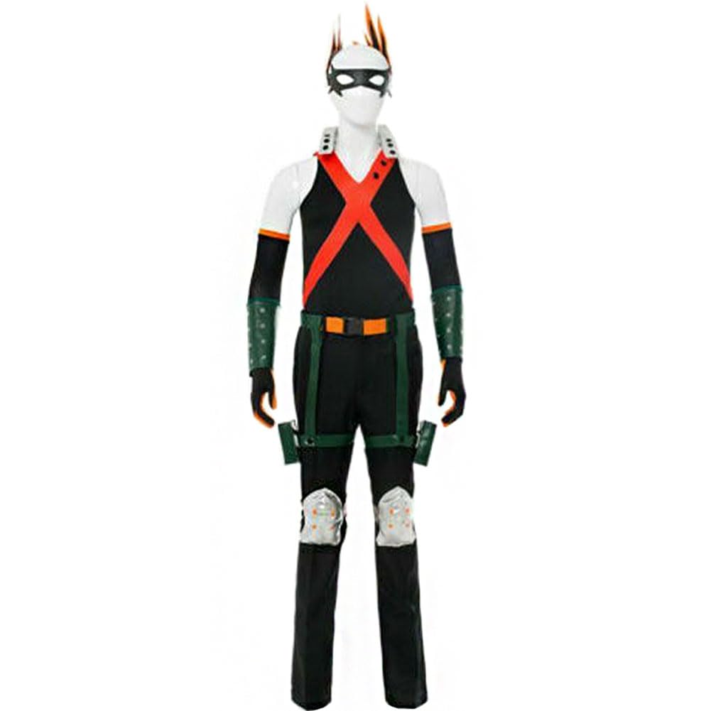 Zhongkaihua MHA - Disfraz de anime Bakugou Katsuki, conjunto completo de una sola pieza para Halloween, carnaval, fiesta, disfraz