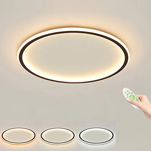 LED Deckenleuchte, Φ50cm Dicke von nur 4,5cm schwarz Runde Deckenlampe, 35W 3500lm, mit Fernbedienung Dimmbar, Moderne einfache Deckenbeleuchtung für Schlafzimmer, Bürokorridor und Wohnzimmer Cover