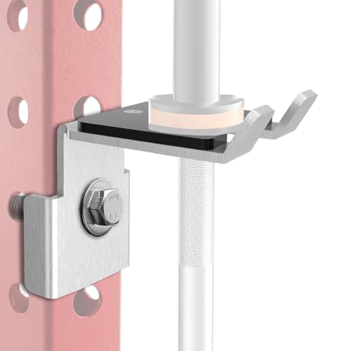 Rack-Mounted Olympic Barbell Holder for 3x3 Power Racks, No Drilling Required – Heavy-Duty Steel Storage with Protective Padding, Fits 5/8''-1'' Holes – Space-Saving Gym Equipment