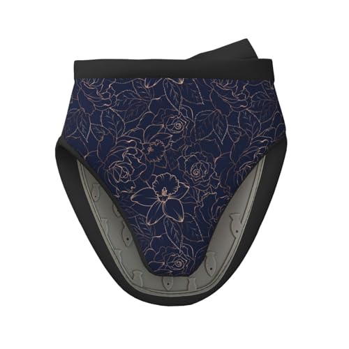 Kuilepa Copper-Gold Gloss Outline Navy Dark Blue Print Mini Silicone Oven Mitts Heat and Slip Resistant Kitchen Mittens,Short Oven Gloves for Safe Cooking Baking & Grill,5.9X5.9,1 Pc