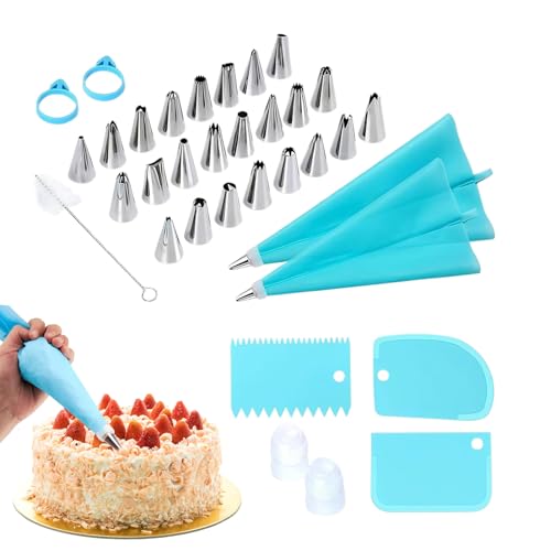 Kit de decoración de pasteles, suministros de glaseado reutilizables y lavables, kit de tuberías de glaseado, para postres, pasteles, cupcakes, galletas, cumpleaños, bodas, aniversarios,