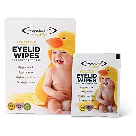 The Eye Doctor Sensitive Baby Eyelid Wipes - 40x Safe Sterile Eye Wipes for Gentle Daily Baby Care - Preservative, Detergent & Fragrance Free - Individually Wrapped Cover