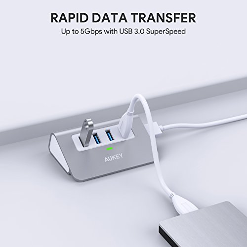 image for AUKEY USB Hub 3.0 Portable Aluminum 4 Port USB 3.0 Data Hub with 1.6ft