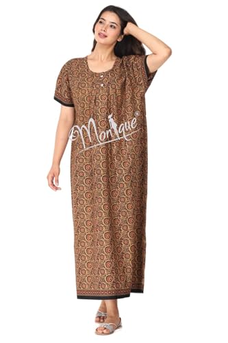 Image of Monique Brand 100% Pure Cotton Nighty for Woman | Floral Gown for Women Night Wear | Cotton Nighty for Women Stylish | Maxi for Women Cotton