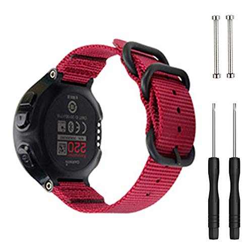 Cytech Correa para Garmin Forerunner 235/220/230/620/630/735XT Pulsera, Pulsera de Repuesto de Nylon Tejido Banda (Rojo)