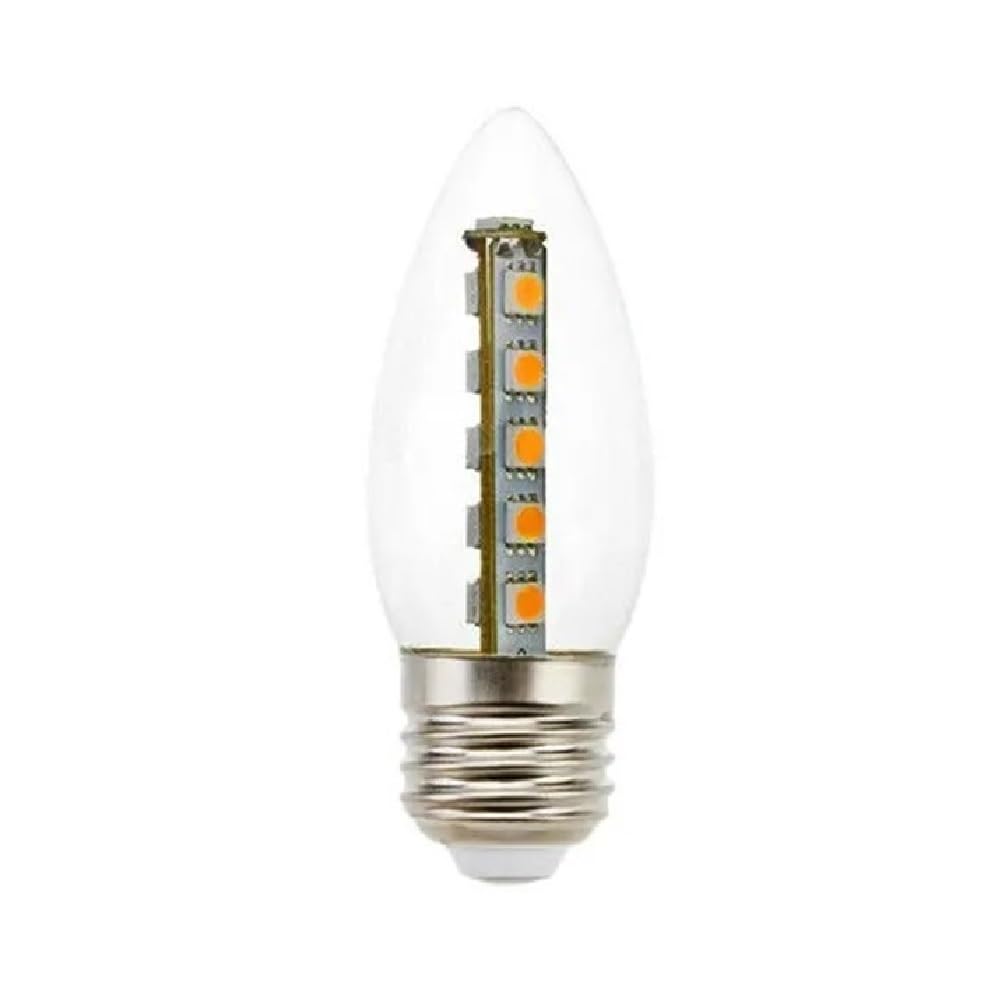 YSJX lighting, Paquete de 10 bombillas LED tipo vela, CA 220 V, 16 LED, E14/E27, 3 W, for candelabro, carcasa transparente/esmerilada(Clear shell,Warm White E27)