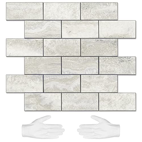 Comparison: Best Peel And Stick Backsplash For Rv 5 STICKGOO 10-Sheet Subway Tile Cream Peel and Stick Backsplash, Beige Stone Texture with Grey Grout Kitchen Backsplash Wall Tile, 3D Adhesive Stick on Tile for Bathroom, RV, Fireplace