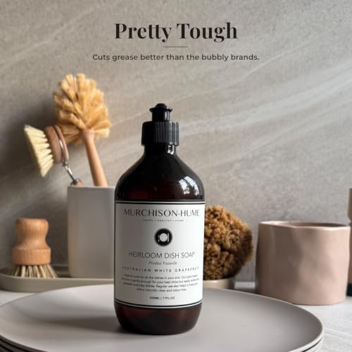 Image of Murchison-Hume Heirloom Dish Soap | Plant-Based Dishwashing Liquid | Tough on Grease | Gentle on Hands & Sensitive Skin | Non-Toxic | Safe for Fine China | Australian White Grapefruit | 16 fl oz