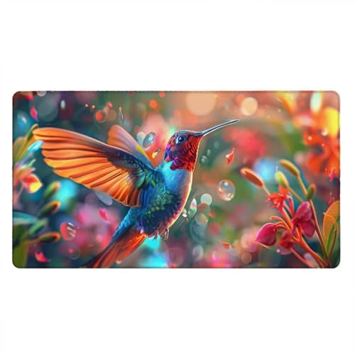 Alfombrilla Ratón XXL Alfombrilla Escritorio 700x300mm Mouse Pad Mejora la Precisión y la Velocidad con Base de Goma Antideslizante y Bordes Cosidos Duradera Cómoda, Juegos (Color Colibrí) xR8-175