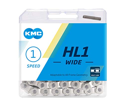 Kmc Bike Chain Hl1, Half Link Bmx Chain, Maximum Adjustability & Great Looks, Super Smooth Single Speed Chain, Nickel Plated Bicycle Chain, Bike Chain With Bullet Joining Pin, 1/2" X 1/8" - 100 Links #TOP14