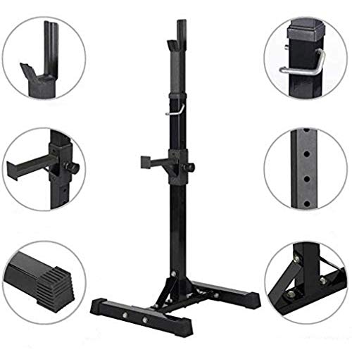 Pair of Adjustable Squat Rack Standard 31.5-59 Inch Solid Steel Squat Stands Barbell Free-Press Bench Home Gym Portable Dumbbell Racks Stands,H Shaped Bases,Fastening Nut,Anti-Skid,Fitness (Black)