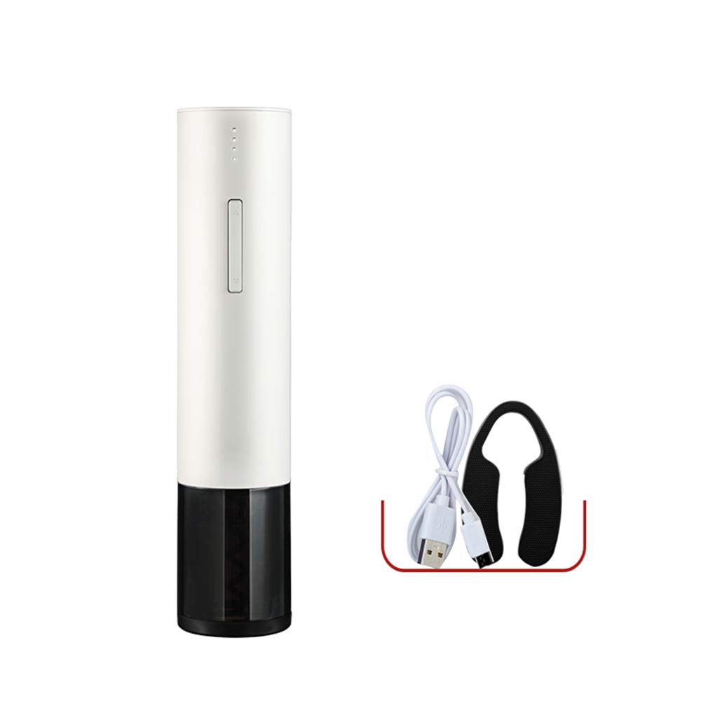 Elektryczny otwieracz do wina do wielokrotnego ładowania automatyczny korkociąg otwieracz do butelek wina z obcinaczem folii i kablem USB do ładowania stali nierdzewnej, biały