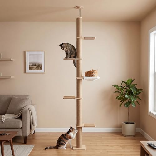 Árbol para gatos de 5 niveles ajustable de piso a techo miniatura 1