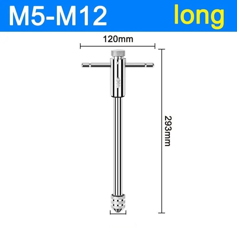 M3-M8 Adjustable Ratchet Hand Tap Wrench for M5-M12 - Versatile Tapping Tool with Forward and Reverse Functionality(Long M5-M12)