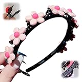YAUNJI Sweet Princess Hairstyle Hairpin, 2024 New Summer Little Girl Braided Hair Hairpin Headdress with Flower Fruit decoration, Fashion Hair Accessories Headband for Women Girls (F, Medium)