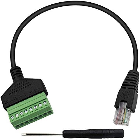 Poyiccot RJ45 Screw Terminal Adapter, RJ45 Male to 8 Pin Screw Terminal Connector, Ethernet Extender Network Adapter 8P8C Breakout Board Cable for Cat5 /6/7 AV CCTV, 12inch