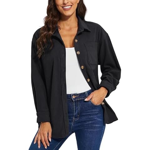 TACVASEN Women's Casual Corduroy Shacket Cover