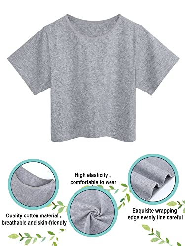 Bencailor 6 Pcs Girls Short Sleeve Crop Tops Kids Crew Neck Crop Tops Kids T-shirts Summer Basic Tee, 6 Colors3