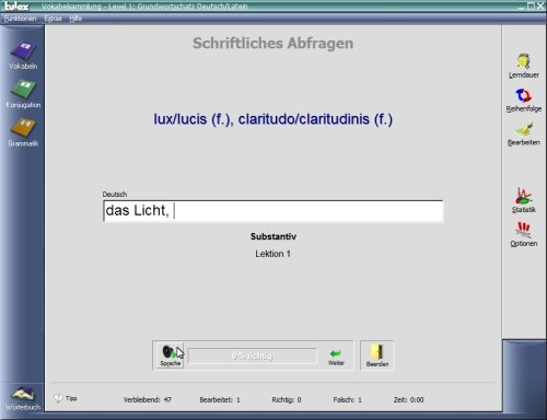tulox Sprachtrainer PC Latein - Vokabeltrainer, Konjugations- und Grammatiktrainer mit großem vertontem E-Wörterbuch