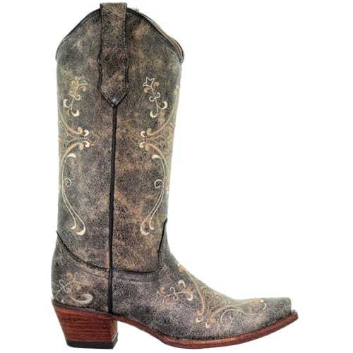 CORRAL Womens Black Crackle/Bone Embroidery, Size: 9, Width: M (L5048-LD-M-9)