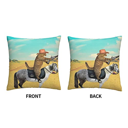 Varun Throw Pillow Covers Funny Animal Cat Riding A Horse Square Pillowcase For Home Decor Sofa Car Bedroom Pillow Case 18X18Inch #TOP2