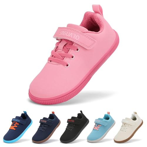 SAGUARO Kids Barefoot Shoes for Boys and Girls Zero Drop Minimalist Shoes with Wide Toe Box Flexible Thin Sole for Natural Walking School Everyday Wear Casual Pink Little Kid 11