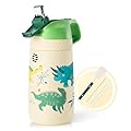 FEIJIAN Borraccia Bambini acciaio inox con cannuccia, Senza BPA- 350ml