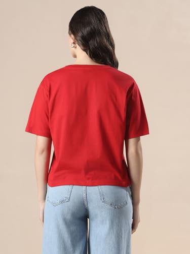 Image of Globus Women Green Printed Oversized T-Shirt-3638147001