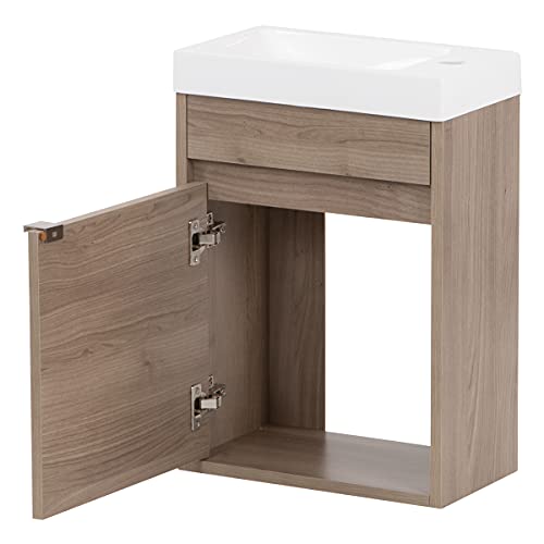 Spring Mill Cabinets Kambree Bathroom Vanity With Sink, 15.75 In. W X 8.66 In. D X 22.13 In. H, Forest Elm #TOP2