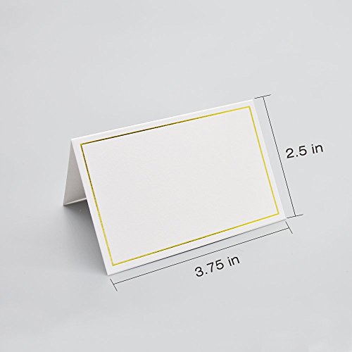 50 Pcs Place Cards With Gold Foil Border - Texture Table Tent Cards Seating Place Cards For Weddings Banquets Dinner Parties 2.5" X 3.75" (Border - Gold) #TOP2