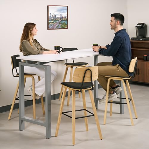 Image of UPLIFT DESK Kerbey Barstool - Sleek, Modern Barstool Set of 2, Supportive Seating for Bar Height Tops, Made with a Durable Wood, Metal, and Vegan Leather Cushions (Set of 2)