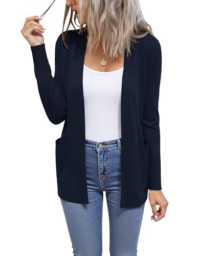 CZYINXIAN Women's Casual Long Sleeve Open Front Cardigan Sweaters Trendy Knit Lightweight Cardigans with Pockets