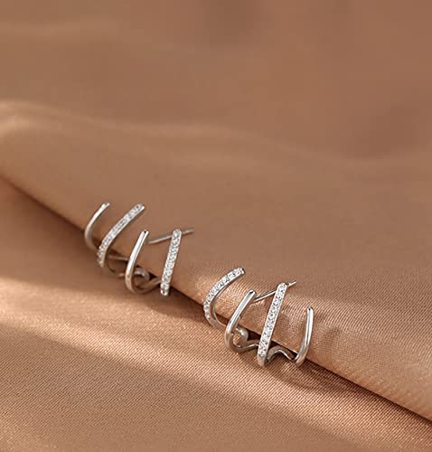 Reffeer Solid 925 Sterling Silver Half Hoop Earrings Wrap for Women Cuff Earrings Piercings Studs4