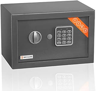 Brihard Home Electronic Safe - 20x31x20cm Compact Safety Box with Digital Keypad Lock LED Screen - Code Safe - Titanium Grey Scratch Resistant Finish
